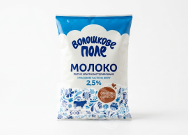 Молоко ультрапастеризированное "Волошкове поле" 2,5% 900г  (12шт/ящ)  мягкая уп