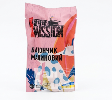 Батончик малиновий з горіхами кешью Food Mission 40 гр  ( 1уп /12шт) 