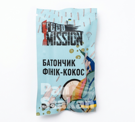  Батончик кокосовий Food Mission 40 гр  ( 1уп /12шт) 