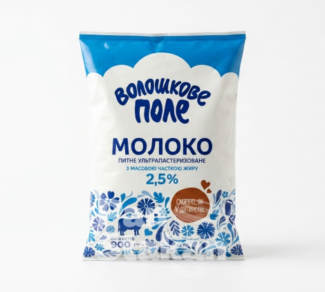 Молоко ультрапастеризированное "Волошкове поле" 2,5% 900г  (12шт/ящ)  мягкая уп