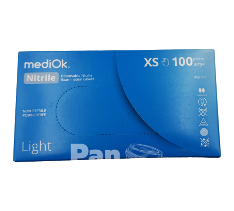 Рукавички нітрилові Блакитні mediOk Light XS
